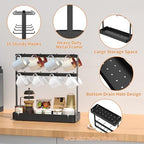 RCHYFEED 2 Tier Coffee Cup Holder with 16 Movable Hooks & Storage Basket - Image 3
