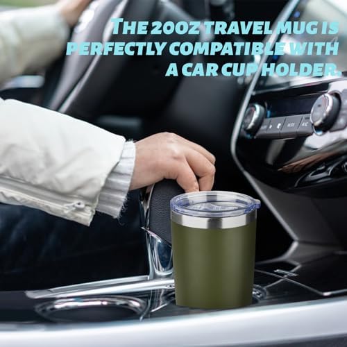 20oz Tumbler with Straw and Brush, Stainless Steel Vacuum Insulated tumbler, Double Wall Insulated Coffee Tumbler for Outdoor, Home, Travel,Office (Army Green,4pcs) - Image 4