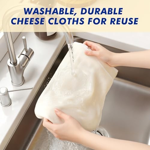 8 PCS Reusable Cheesecloth, Grade 100, 20x20 Inch Hemmed Cheese Cloth for Straining Craft, 100% Cotton Unbleached Cloth Strainer for Cooking, Baking, Juicing, Cheese Making (Pack of 2) - Image 3