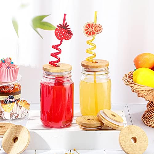 Cunhill 100 Pieces 70mm Bamboo Jar Lids Bulk with Straw Hole for Glass Cups - Image 2