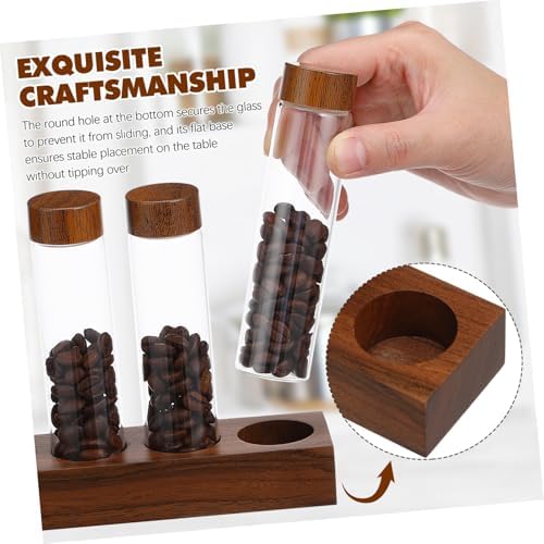 SOLUSTRE Glass Coffee Bean Tube Set with Wood Stand, 6 Airtight Vials - Image 3