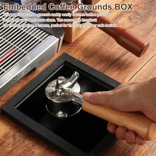 Bottomless Knock Box Espresso, Embedded Coffee Knock Box, Stainless Steel Countertop Espresso Grounds Container for Commercial Cafes Restaurants Home, 5.44 x 5.91” (Black) - Image 6