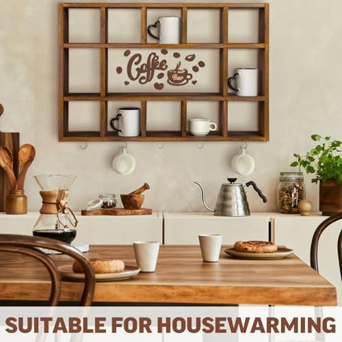 Cinnvoice Oversize Coffee Mug Display Shelf for Wall, Rustic Brown - Image 5