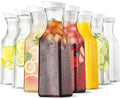 Plastic 8 PACK Large 50 Oz Water Carafe with Flip Top Lid, Square Base Juice Containers, Clear Plastic Pitcher - for Water, Iced Tea, Juice, Beverage, Milk, Cold Brew and Mimosa Bar - HAND WASH ONLY by NETANY