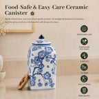 12.5" H Ceramic Kitchen Canisters for Countertop, Tea & Coffee Bean Storage Canister with Airtight Lid, Blue and White Chinoiserie Decor Ginger Jar for Home Decor, 155 fl oz - Plum Blossom - Image 5