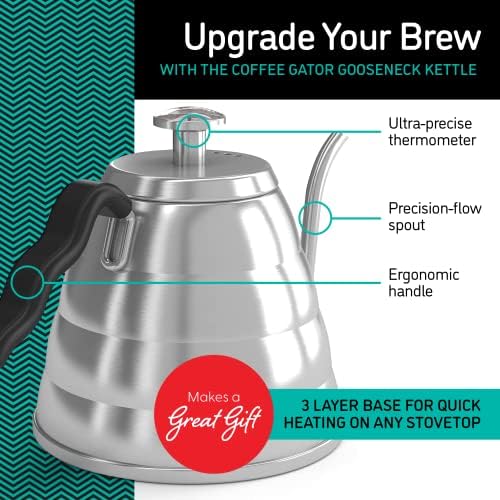 Coffee Gator Gooseneck Kettle 40oz Stainless Steel for Pour Over and Coffee Scale 0.1 Precision with Timer - Image 4