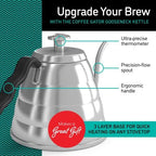 Coffee Gator Gooseneck Kettle 40oz Stainless Steel for Pour Over and Coffee Scale 0.1 Precision with Timer - Image 4