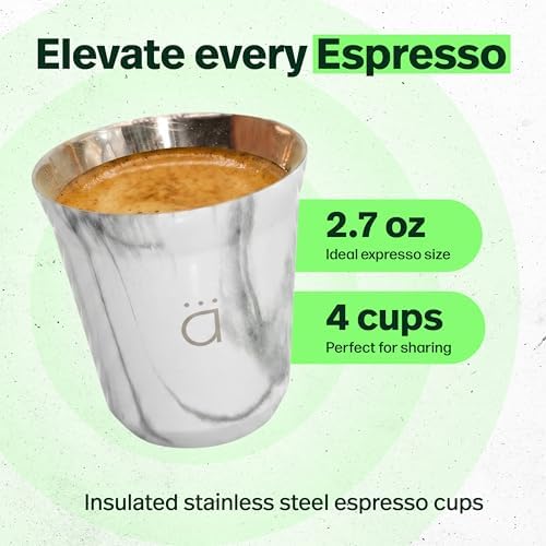 Kalmateh Heat Resistant Espresso Cups Set of 4 – Double Wall Insulated Stainless Steel Espresso Cup Set – Unbreakable 2.7oz / 80ml Demitasse Coffee Cups - Image 2