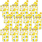 Vesici 12 Set Lemon Glasses with Lid Straw and Stopper, Lemon Gifts by Vesici