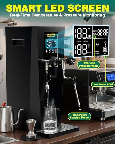WantJoin 2000W Commercial Milk Frother & Beverage Warmer - Professional Milk Steamer Machine with LED Display Panel for Latte, Cappuccino, Coffee, Hot Chocolate and Milk Tea, Perfect for Cafes & Home - Image 4