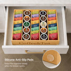 MinBoo Premium Bamboo Coffee Station & Tea Bag Organizer Box -7 Adjustable Slots with Removable Dividers, Silicone Non-Slip Pads - Eco-Friendly Countertop & Drawer Storage for K-Cups, Office Breakroom - Image 2