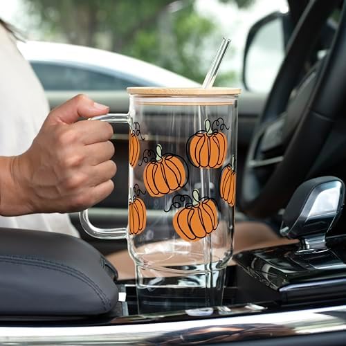 Sip-Sip Hooray! Pumpkin Patch 40oz Glass Tumbler with Lid and Straw - Image 5