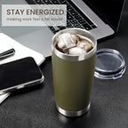 MEWAY 20oz Tumbler 4 Pack Double Wall Vacuum Insulated Travel Mug Bulk, Stainless Steel Tumblers with Lid and Straw, Durable Powder Coated Coffee Cups for Cold & Hot Drinks (Army Green, 4) - Image 4