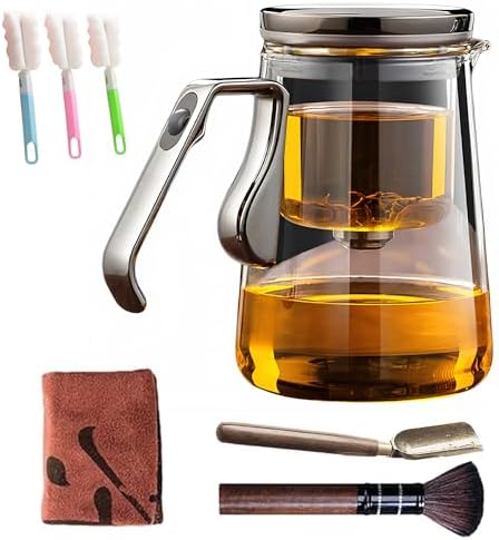 YJX Magnetic Glass Teapot, 25.4oz Small Enchanted Brewing Tea Pot, Witchcraft Magic Borosilicate Tea Set with Strainer for Loose Leaf or Herbal, Exquisite Kettle Gift for Tea Lovers(Silver) by YJX