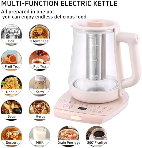 Health Pot Electric Kettle with Infuser,Smart Fruit Hot Tea Maker, Temperature Control and Tea Keep Warm, 12 Functional Procedures, 1.8 Liters of Capacity(pink) - Image 4