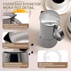 304 Thickened Stainless Steel Uncoated 6 Cup Moka Pot 300ml 10oz - Image 6