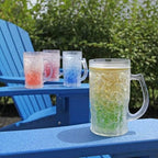 Lily's Home Insulated Double Wall Gel-Filled Acrylic Frosted Freezer Beer Glasses, Great for Enjoying Brews at BBQs and Parties, Clear with Assorted Color Bases (14 oz. Each, Set of 4) - Mug Shape - Image 6
