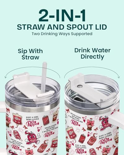 Soda Lover 40oz Insulated Tumbler With Handle And Straw, Stainless Steel Travel Cup, Double Wall Vacuum Drinkware For Water Coffee And Cold Drinks, Birthday Gift - Image 3