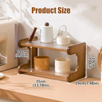 Wooden Mug Display Holder, Bamboo Wood Coffee Mug Organizer Countertop, Counter Shelf for Tea Coffee Bar Accessories, Matcha Stand, Kitchen Condiment Storage Rack,2tier,13.78IN - Image 2