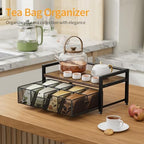 Tea Bag Organizer, Tea Bag Holder with Drawer, Wood and Metal Tea Organizers and Storage Chest for Countertop Kitchen, Office, Rustic Brown - Image 3