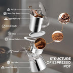 304 Thickened Stainless Steel Uncoated 6 Cup Moka Pot 300ml 10oz - Image 4