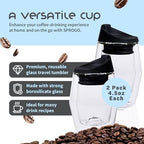To-Go Espresso Glass Travel Mug with Lid, Reusable Double Wall Glass Tumbler, Fits Most Coffee Makers/Cupholders for Your Car, Gifts for Coffee Lovers, 2-Pack Almost Black Cortado Cups - Image 2