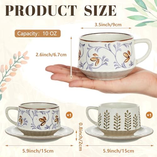 LemonRoad Vintage Tea Cup and Saucer, Set of 2, Leaves Tang Grass - Image 2