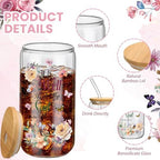 Teenyyou 12 Set of Christian Gifts for Women Bible Verse Glasses Tumbler with Bamboo Lid and Glass Straw 16oz Inspirational Religious Coffee Cup for Back to School Teacher Appreciation Gifts - Image 3