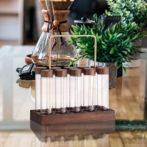 10 Pieces Storage Jar Coffee Tray Espresso Bean Storage Rack with Wooden Stand Airtight Sealed Borosilicate Glass Containers Suitable for - Image 6