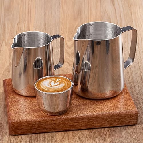 350ml or 600ml Stainless Steel Milk Frothing Pitcher Steaming Pitcher With Internal Scale Coffee Milk Frothing Cup for Espresso Machines (white, 350ml) - Image 6