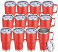 30 oz Stainless Steel Tumblers Bulk with Handle and Lid, 12 Pack by CoolYoleb