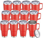 30 oz Stainless Steel Tumblers Bulk with Handle and Lid, 12 Pack by CoolYoleb