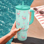 Flamingo Tumbler, Stainless Steel Insulated Tumblers Coffee Mug Cup with Handle, Gifts for Women Girls on Birthday Christmas Summer, 40oz - Image 6