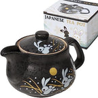 10oz bunny kyusu Rabbit Kutani Yaki(ware) Japanese Teapot with Removable Infuser, Handle Mug Stovetop Safe Tea Kettle, Blooming and Loose Leaf Tea Maker Set(Ceramic, Rabbit Black) - Image 6