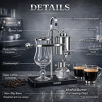 Nispira Belgian Balance Syphon Vacuum Coffee Maker, 500 ml Vintage Gravity Brewing System, Silver Finish, Manual Tabletop Coffee Brewer - Image 4