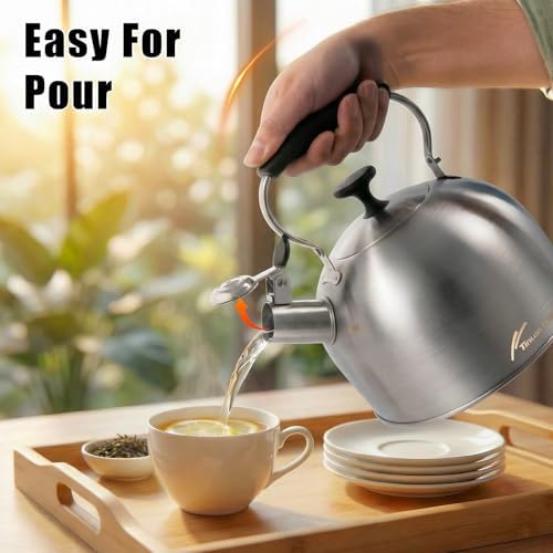 Stainless Steel Tea Kettle, 2.5 Qt Stovetop Teapot, Brushed - Image 5