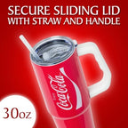 Silver Buffalo Coca Cola Stainless Steel Tumbler with Handle Straw, 30oz - Image 3