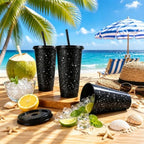 36 Pcs Black Tumblers with Straw & Lid - 24oz Coffee Cups - Image 4