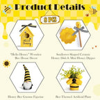 Spring Decorations for Home 8 Pcs Summer Bumble Bee Tiered Tray Decor Set - Image 3