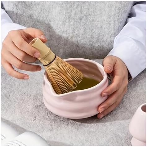 5 Pcs Pink Ceramic Matcha Bowl And Whisk Set Includes And Holder Scoop Sifter Tea Ceremony Kit - Image 4