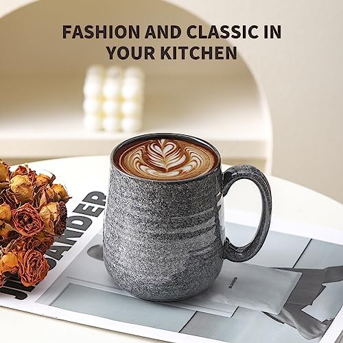Hasense Dark Grey Coffee Mugs Set of 4, 12oz Ceramic Coffee Cups, Latte Mug with Large Handle for Coffee, Tea, Milk and Hot Cocoa,Easy Hold & Clean, Dishwasher & Microwave Safe - Image 5