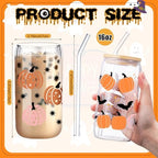 SiliFine 6 Pcs Halloween Glass Cups, 16 oz with Lids and Straws - Image 4