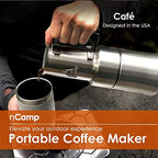 nCamp - Café, Portable Coffee Maker, Portable Espresso Machine, Compact Camping Coffee Maker, Stainless Steel Travel Coffee Maker with Camping Coffee Cup, Reusable, 12 oz - Image 2