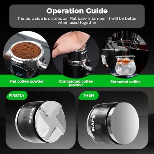 IKAPE Coffee Products, 51mm Coffee Distributor & Hand Tamper, Adjustable Depth Espresso Distributor Fits All 51mm Espresso Portafilter, Compatible with Delonghi Bottomless Portafilter (Black) - Image 6