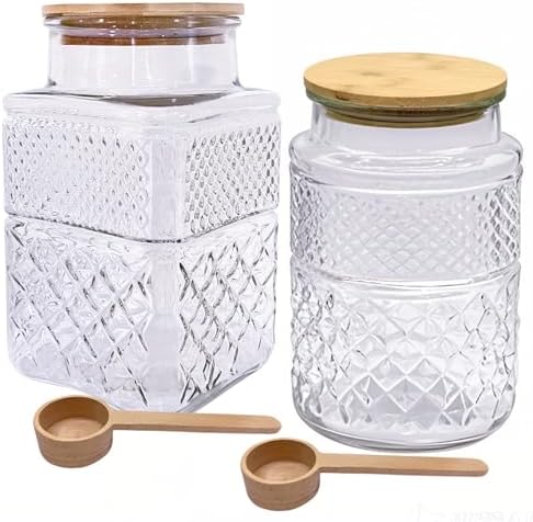 60oz Coffee and Sugar Container Set of 2 Glass Jar with Airtight Lid by Viovian
