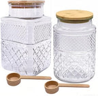 60oz Coffee and Sugar Container Set of 2 Glass Jar with Airtight Lid by Viovian