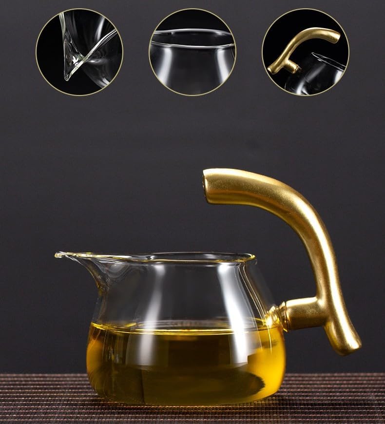 Glass Teapot Set Tea Maker with Infuser Semi Automatic Drip Rotating Cover Bowl Lazy Tea Set (Dragon, Teapot set) - Image 6