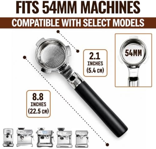 54mm Bottomless Portafilter, True Lay-Flat Naked Portafilter - Image 4