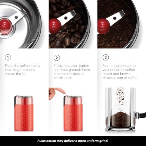 Bodum Bistro Electric Blade Coffee Grinder, Red 2.1 oz (Pack of 2) - Image 3