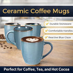 GBhome Ceramic Coffee Mugs Set of 6, 12oz Stoneware Coffee Mugs Set For Dad Mom Women MEN, Light Weight Ceramic Coffee Cups for Latte/Tea/Beer/Hot Cocoa, Dishwasher & Microwave Safe - Image 3
